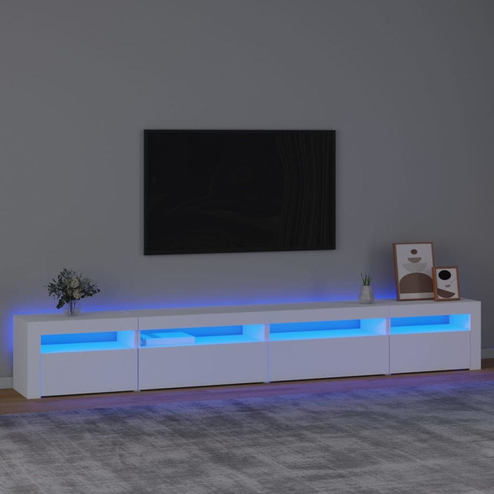Vidaxl TV skrinka s LED svetlami biela 270x35x40 cm